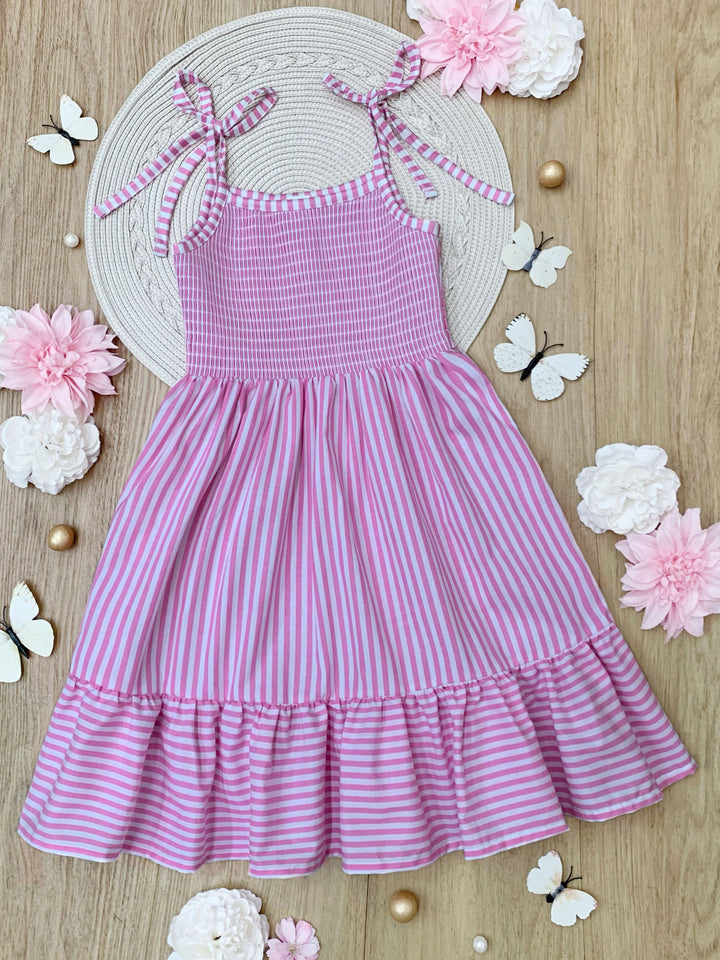 Mommy and Me Candy Stripe Smocked Midi Dress