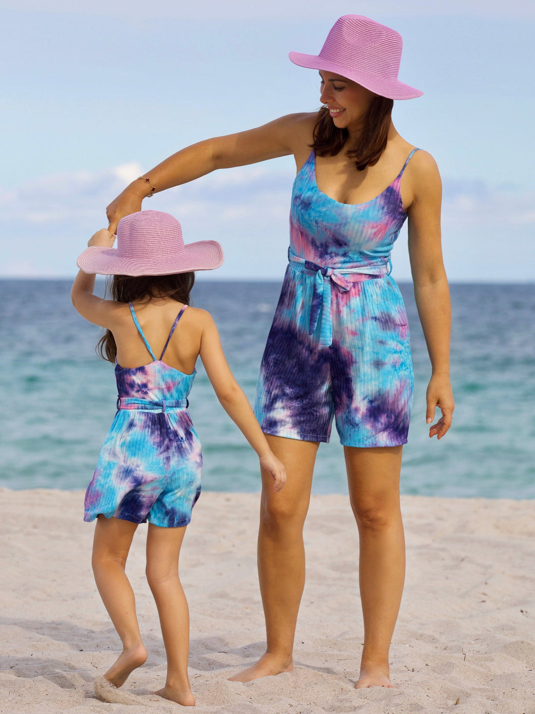 Mommy and Me Dreamy Tie-Dye Belted Romper