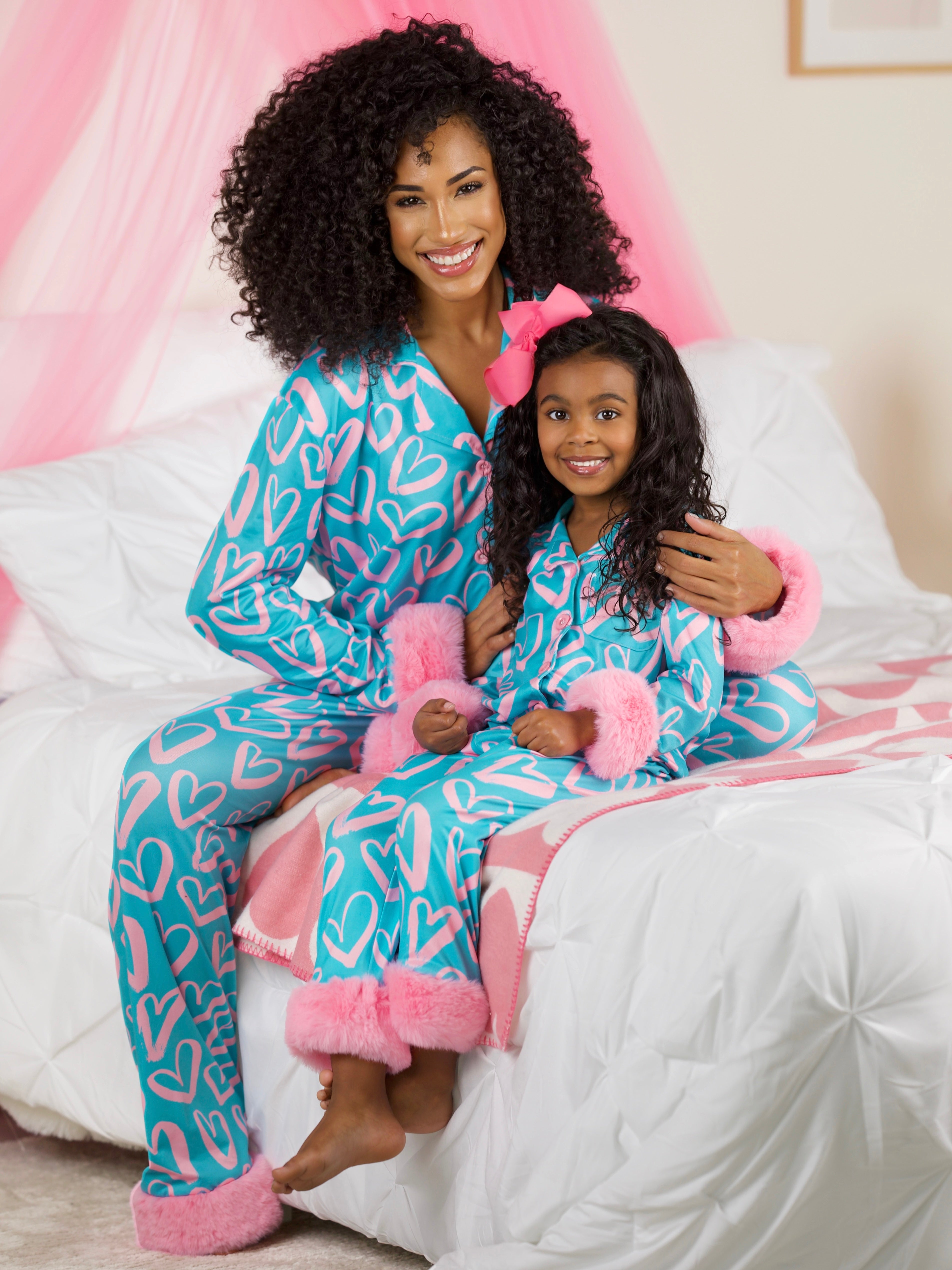 ベビーパジャマ misha&puff antique rose pajama 2y Mommy and Me Heart Furry Pajama Set – Mia Belle Girls