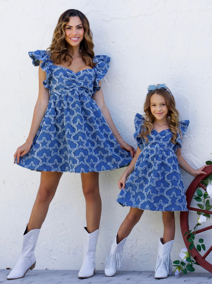 Mommy and Me Star-Spangled Charm Denim Dress