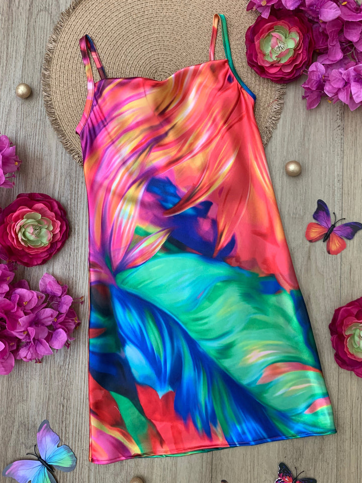 Mommy and Me Vibrant Tropical Breeze Midi Dress