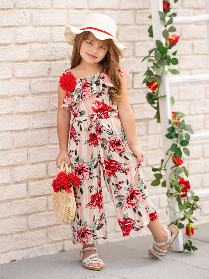 Flower Party One Shoulder Jumpsuit Mia Belle Girls