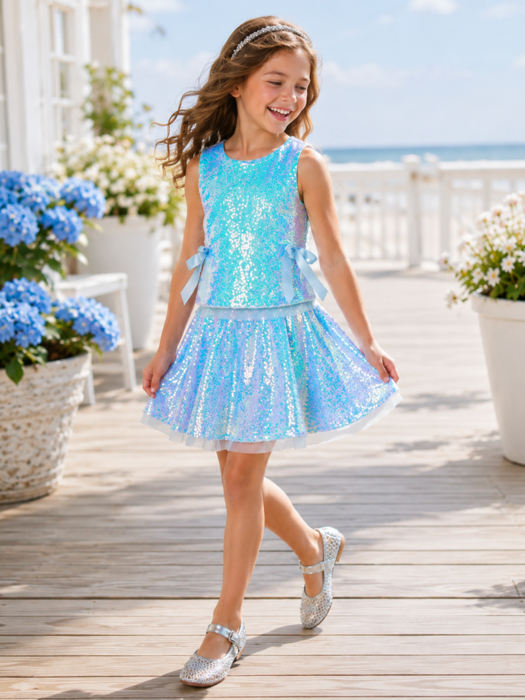 blue sequin tank dress Jewel Badgley Mischka Maeve Mini Sequin Tank Dress - XS