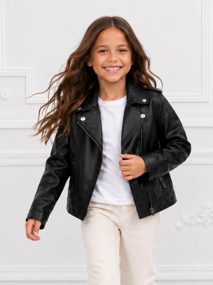 Girls Faux Leather Moto Jacket