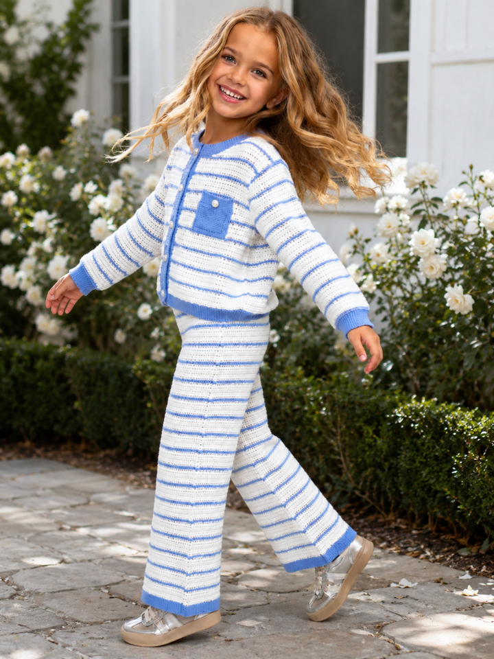 Blue Skies Stripe Knit Top and Pant Set