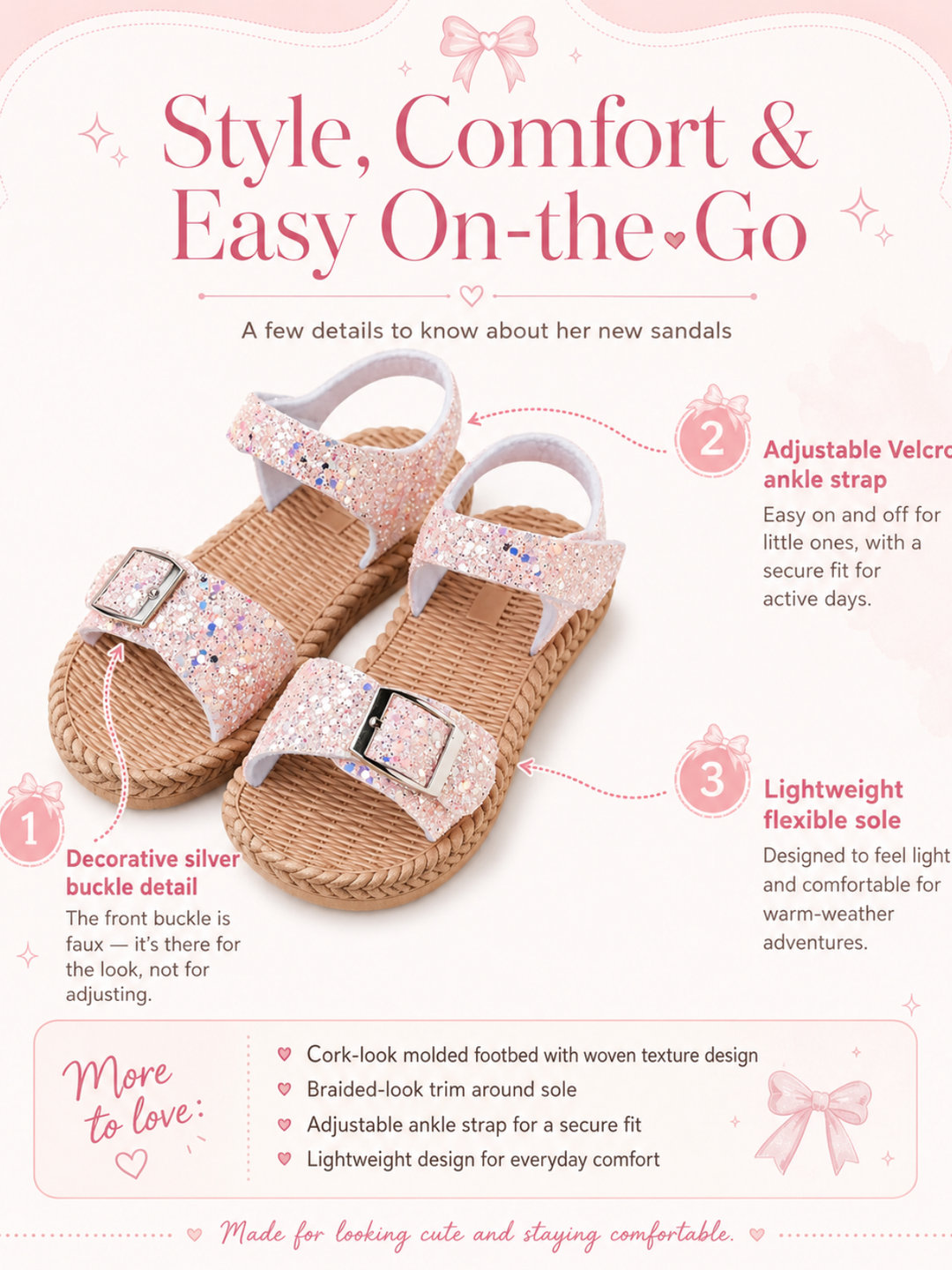 Glitter Double Strap Ankle Sandals