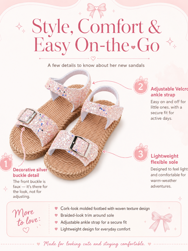 Glitter Double Strap Ankle Sandals