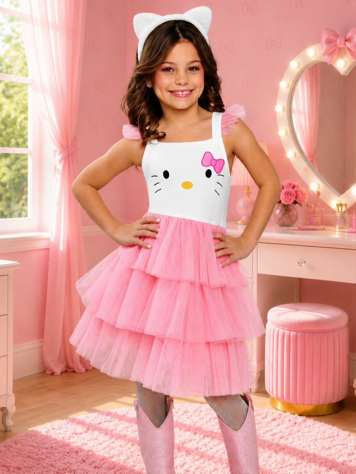 Sweet Kitty Embroidered Halloween Costume Dress