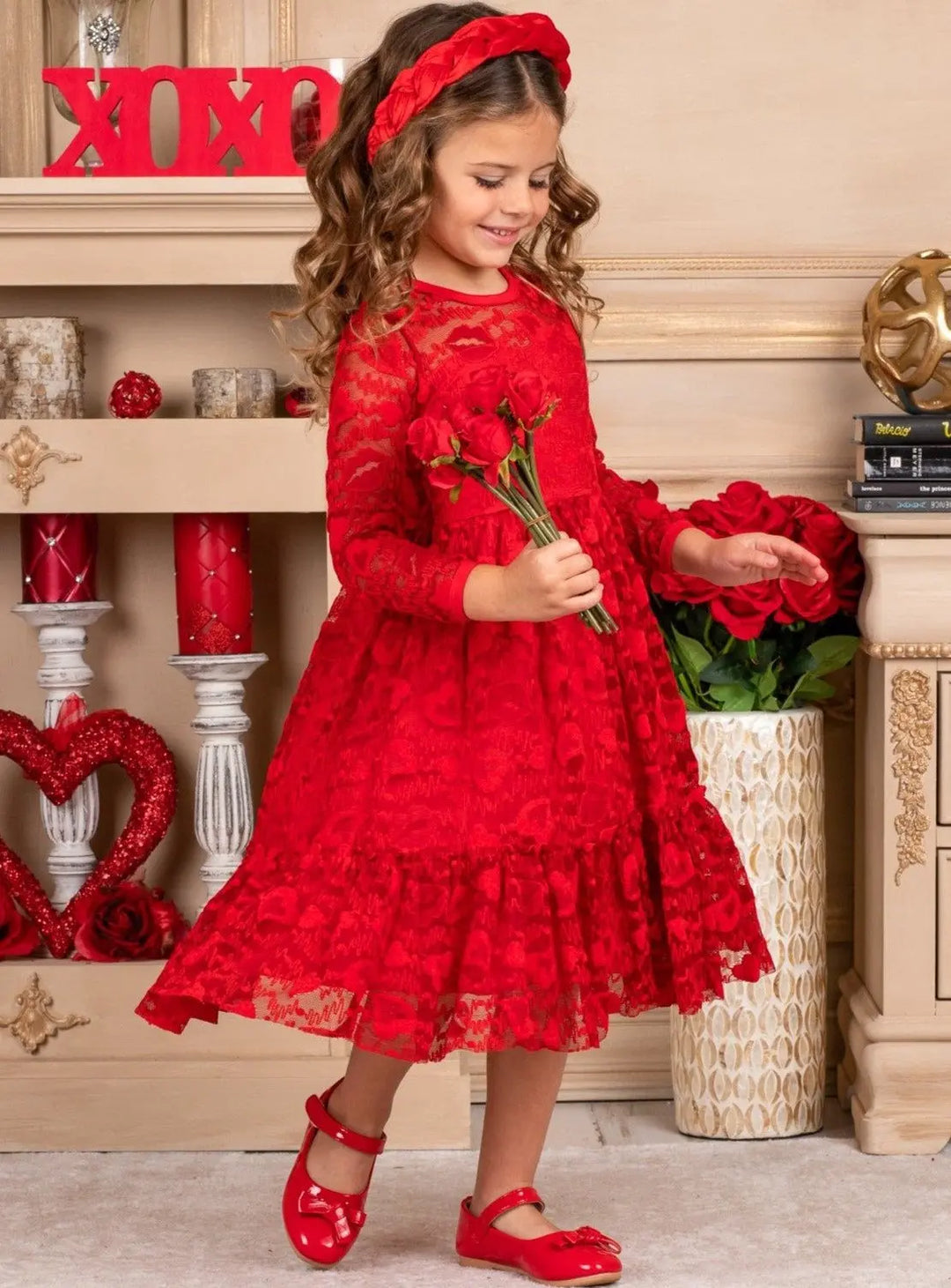 valentine's day dress girls Red Heart Love Sleeveless Slip Dress 6 Years Higher neckline provides modesty Pink Flowery Toddler Girl Valentine