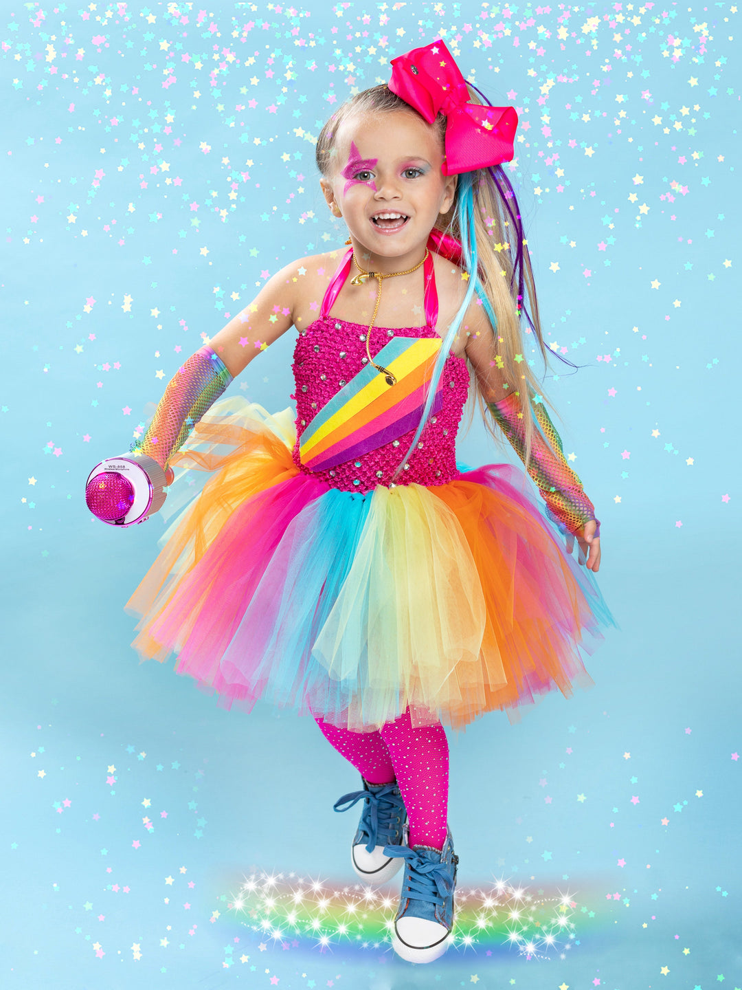 Girls Pop Icon Rainbow Tutu Costume Dress