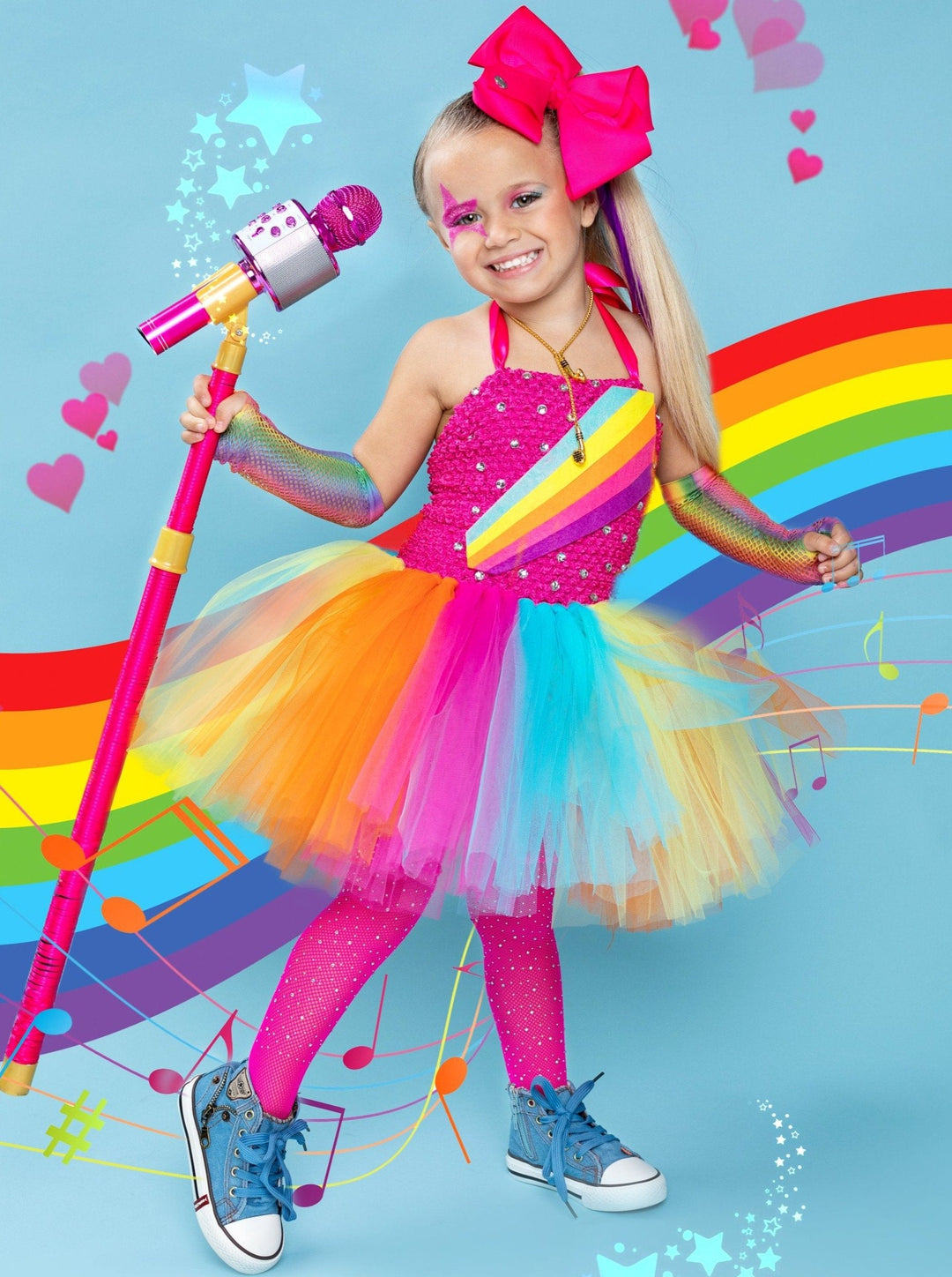 Girls Pop Icon Rainbow Tutu Costume Dress