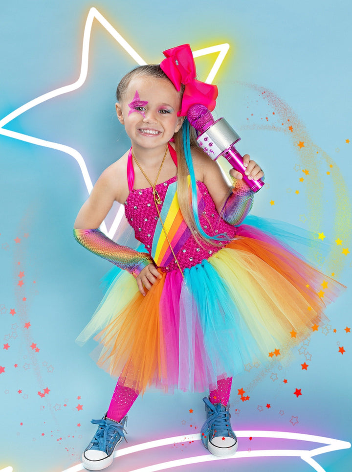 Girls Pop Icon Rainbow Tutu Costume Dress