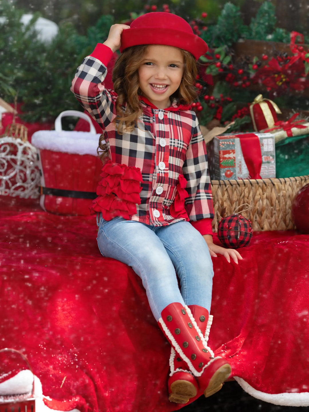 Plaid Passion Hoodie Cardigan Mia Belle Girls