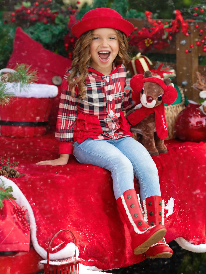 Plaid Passion Hoodie Cardigan Mia Belle Girls