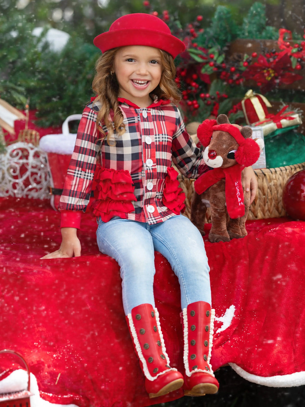 Plaid Passion Hoodie Cardigan Mia Belle Girls