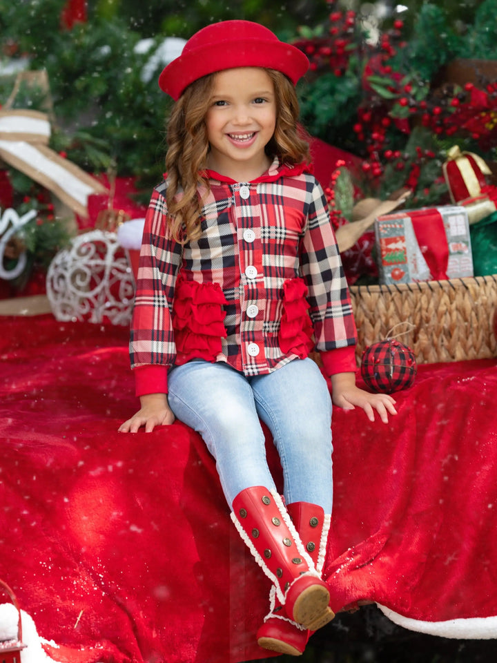 Plaid Passion Hoodie Cardigan Mia Belle Girls
