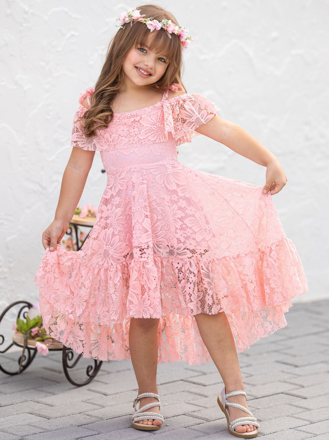 Cherry Blossom Pink Cold Shoulder Maxi Sundress Mia Belle Girls