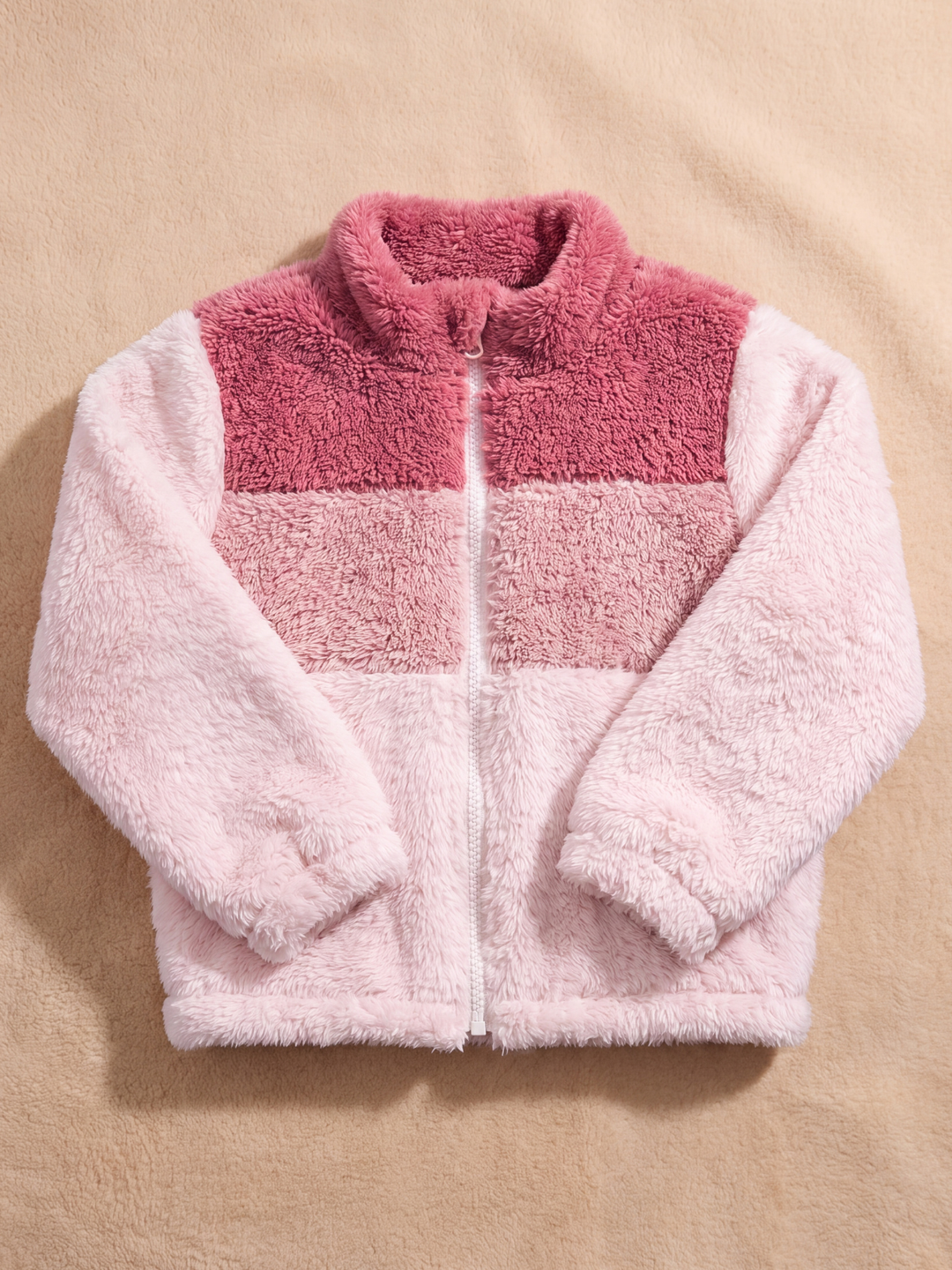 Pretty in Plush Pink Colorblock Sherpa Jacket