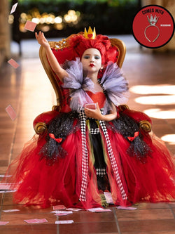 Girls Queen of Hearts Tutu Costume Gown with Crown