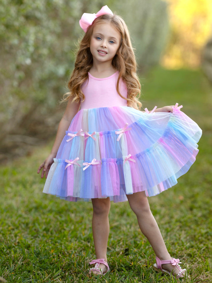 Rainbow Bow Tutu Dress