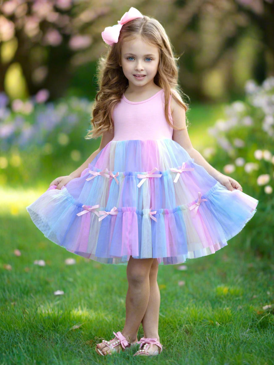 Rainbow Bow Tutu Dress