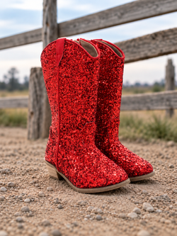 Sparkle and Shine Red Cowboy Boots by Liv and Mia