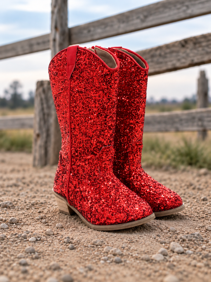 Sparkle and Shine Red Cowboy Boots by Liv and Mia