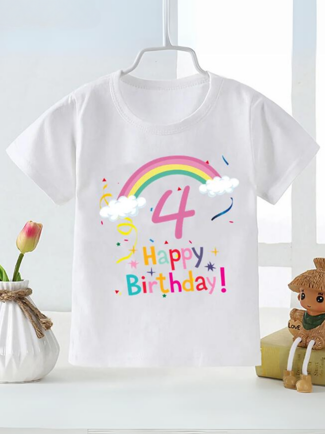 Rainbow Birthday T-Shirt for Kids - Cute and Casual Gift Mia Belle Girls