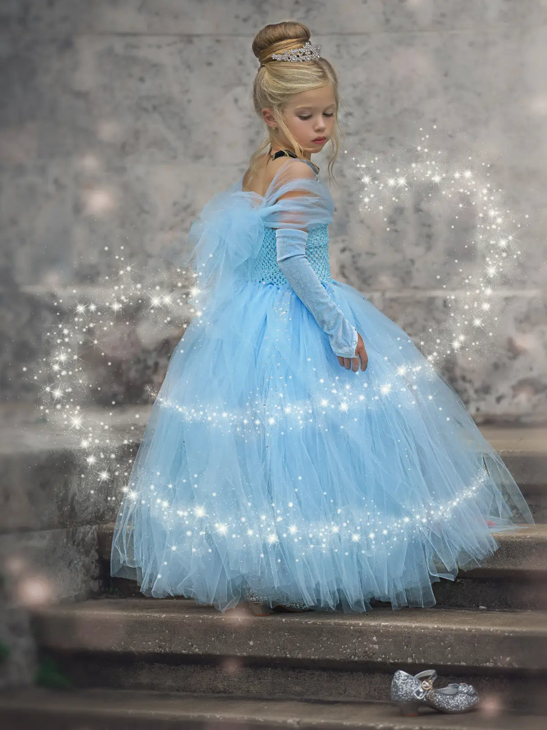 Magical Glass Slipper Princess Costume Gown with Necklace – Mia Belle Girls