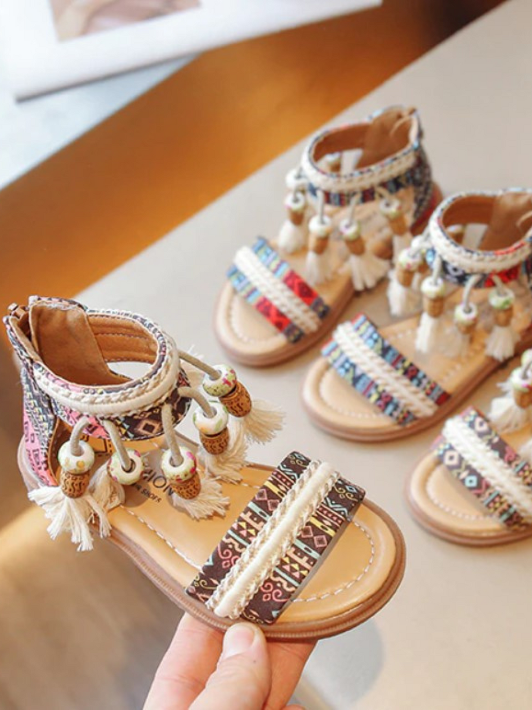 Little Girls Shoes | Boho Tassel Gladiator Sandals | Mia Belle Girls