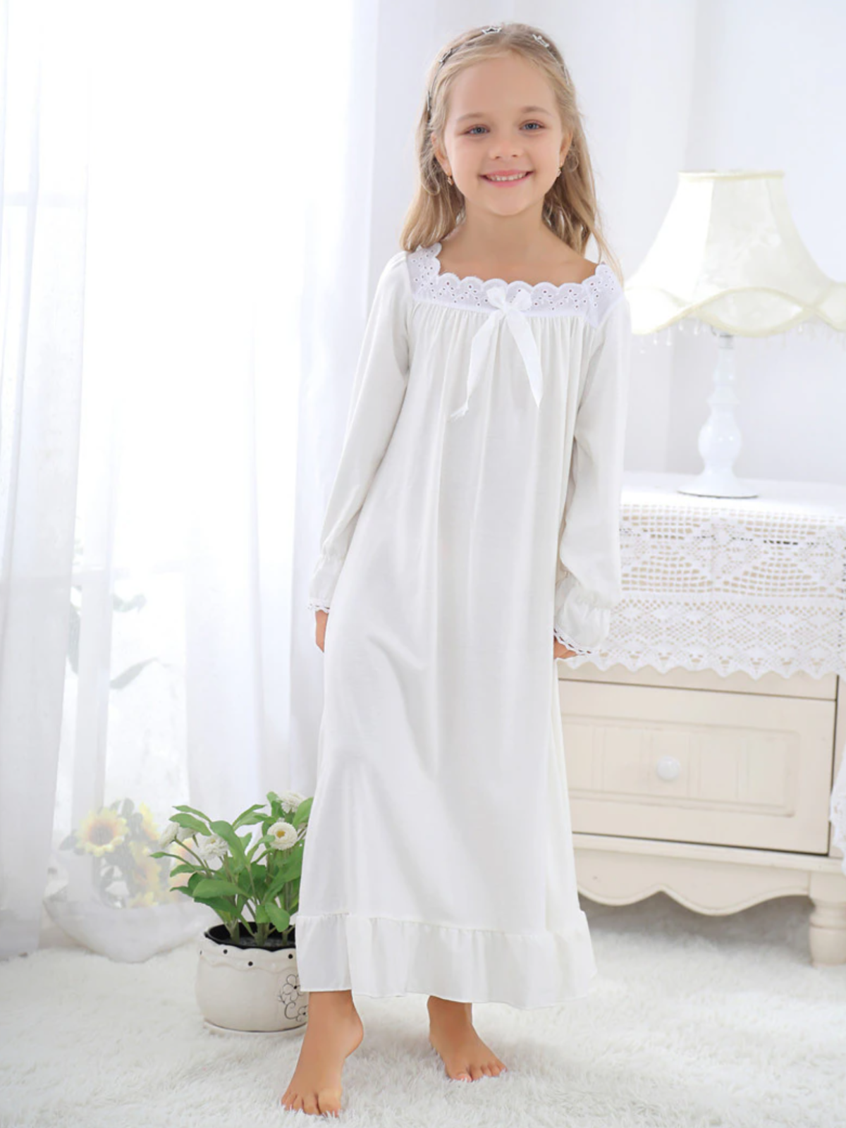 Angel Dreams Long Sleeve White Nightgown White / 10Y