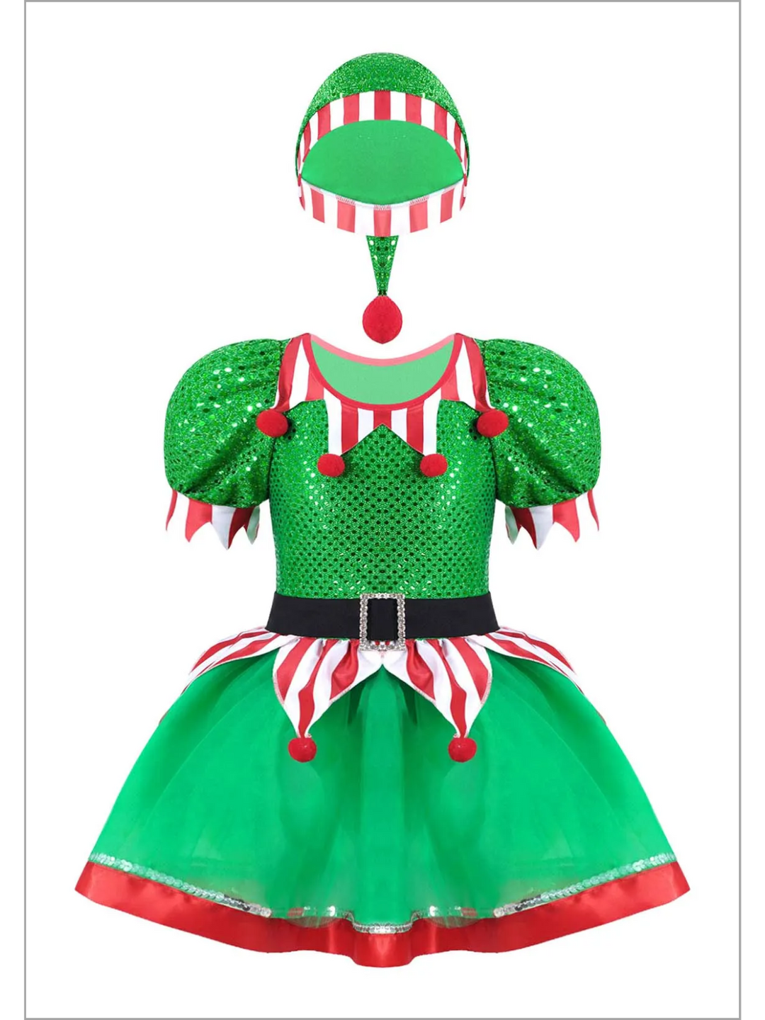 Mia Belle Girls Sequin Sparkle Elf Tutu Dress | Girl Winter Dresses