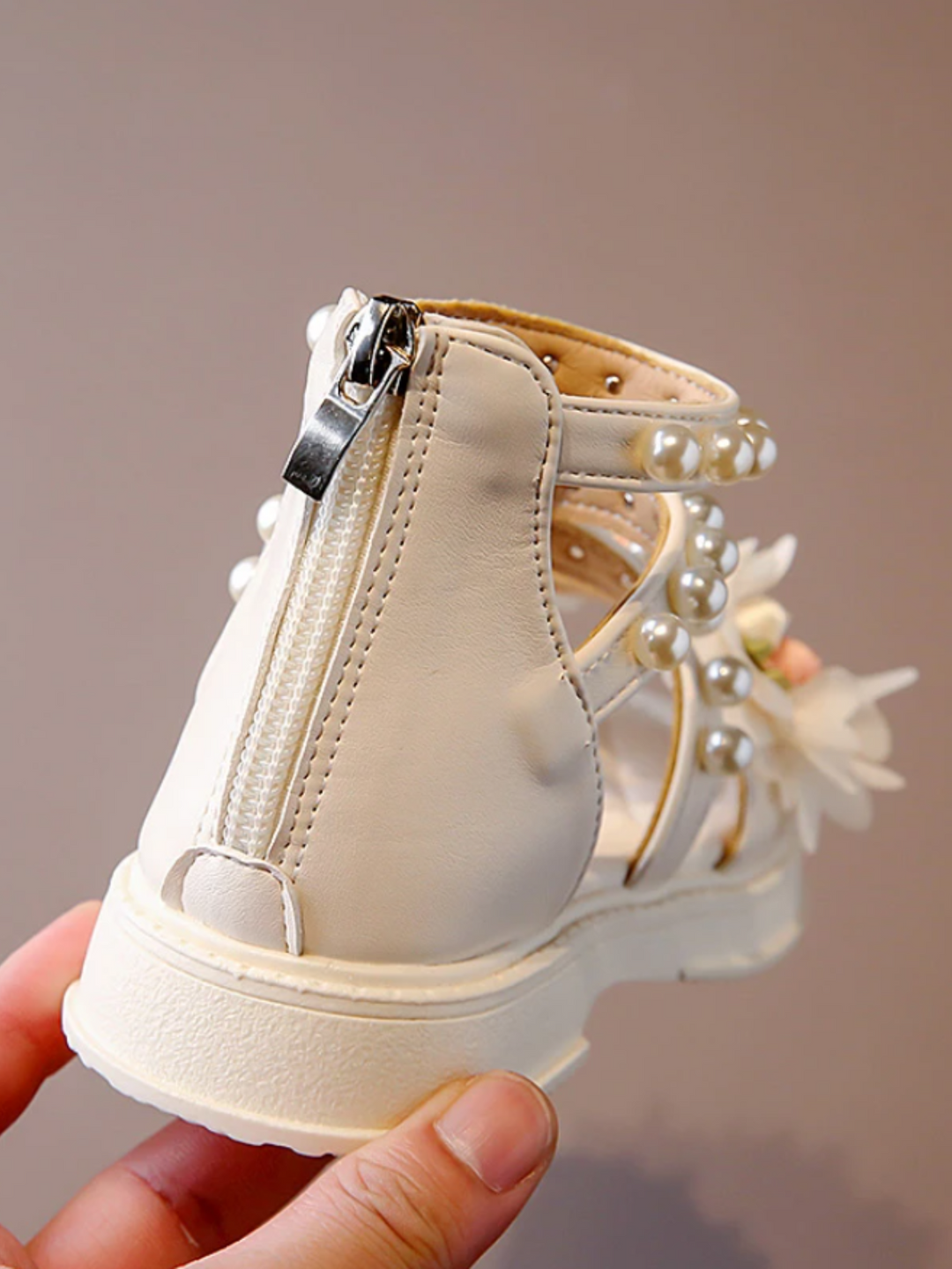 Charming Girls' Pearl-Embellished Floral Sandals By Liv and Mia Mia Belle Girls