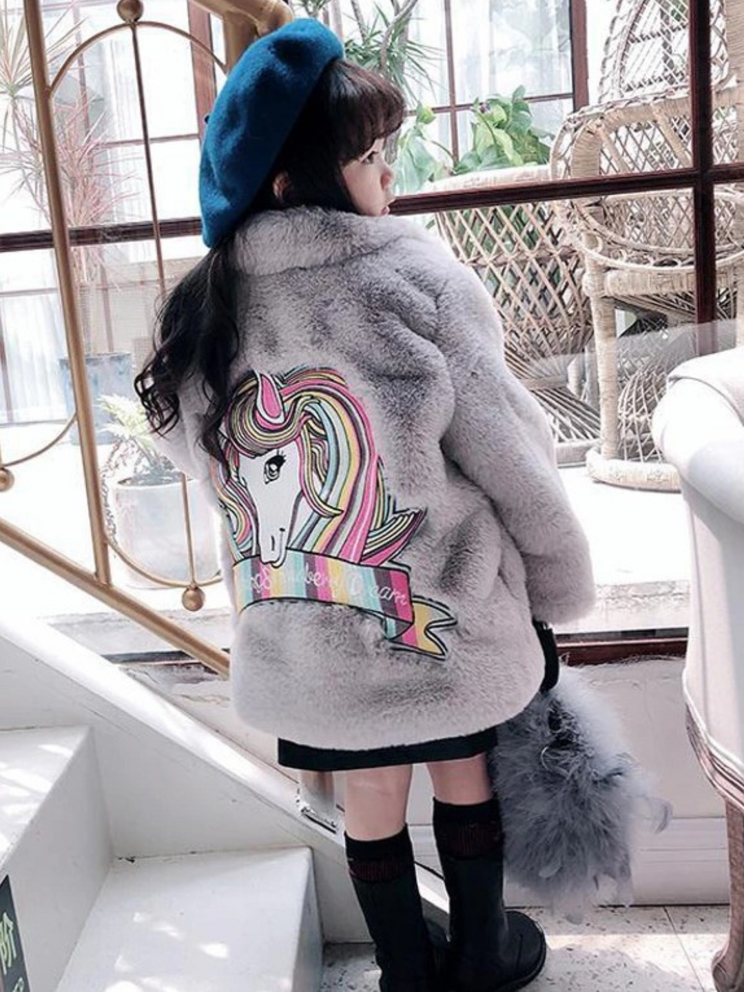 Sprinkle Magic Faux Fur Unicorn Winter Coat Mia Belle Girls