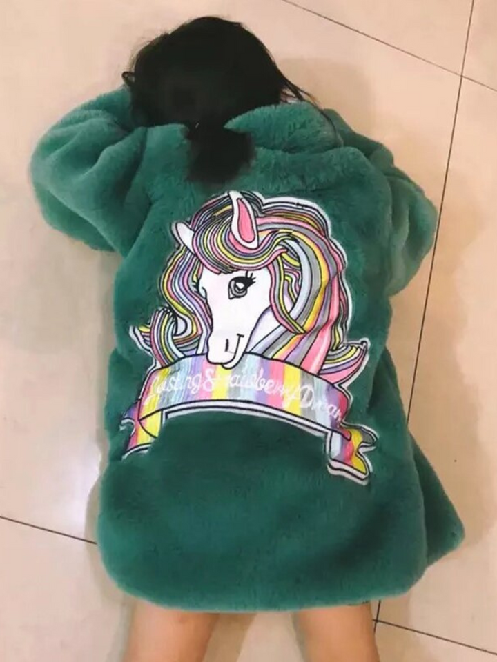 Sprinkle Magic Faux Fur Unicorn Winter Coat Mia Belle Girls