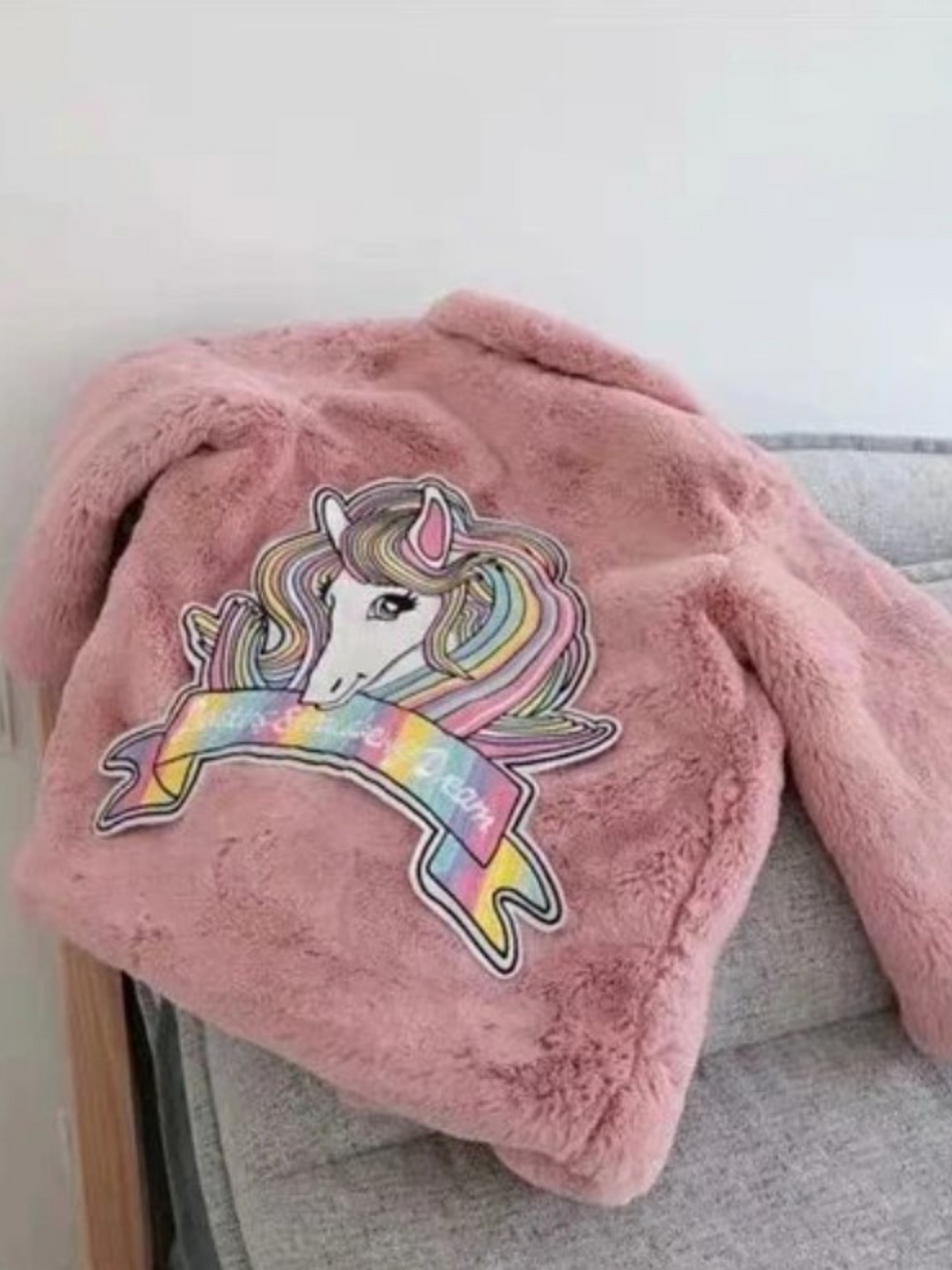 Sprinkle Magic Faux Fur Unicorn Winter Coat Mia Belle Girls