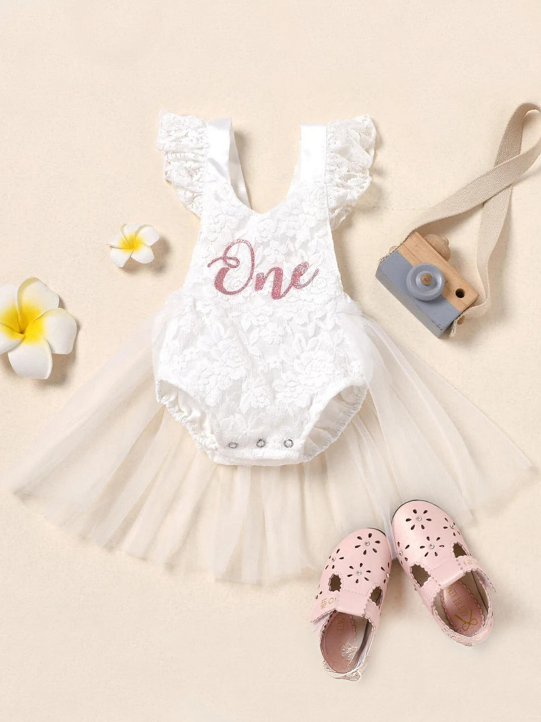 First Birthday Princess Ensemble: Lace Jumpsuit and Tutu Skirt Set Mia Belle Girls