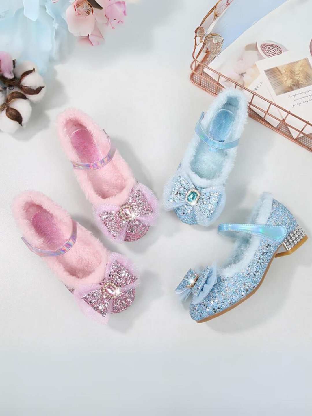 Ice Princess Plush-Lined Crystal Mary Jane Heels By Liv And Mia Blue / 10.5