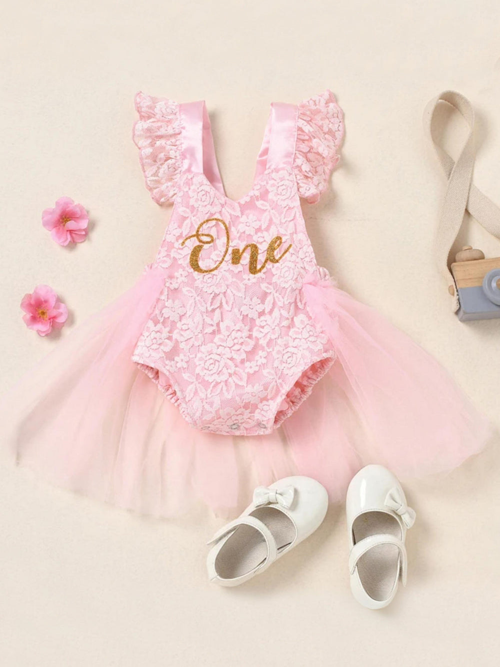 First Birthday Princess Ensemble: Lace Jumpsuit and Tutu Skirt Set Mia Belle Girls