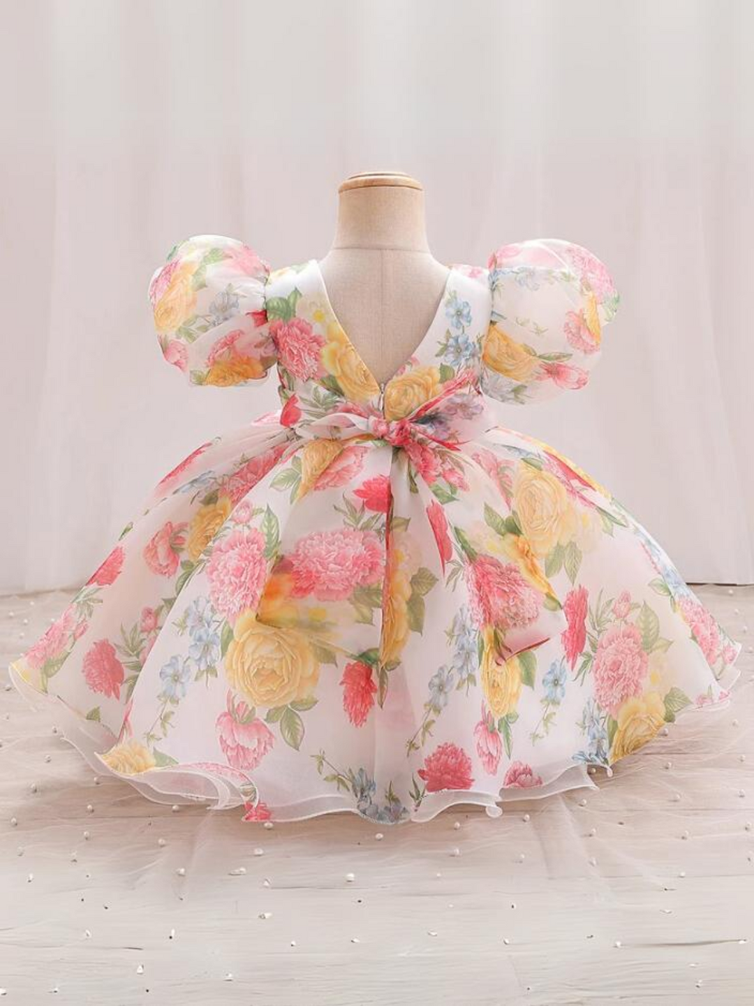 Fresh and Dreamy Puff Sleeve Floral Dress Mia Belle Girls Fresh and Dreamy Puff Sleeve Floral Dress Mia Belle Girls