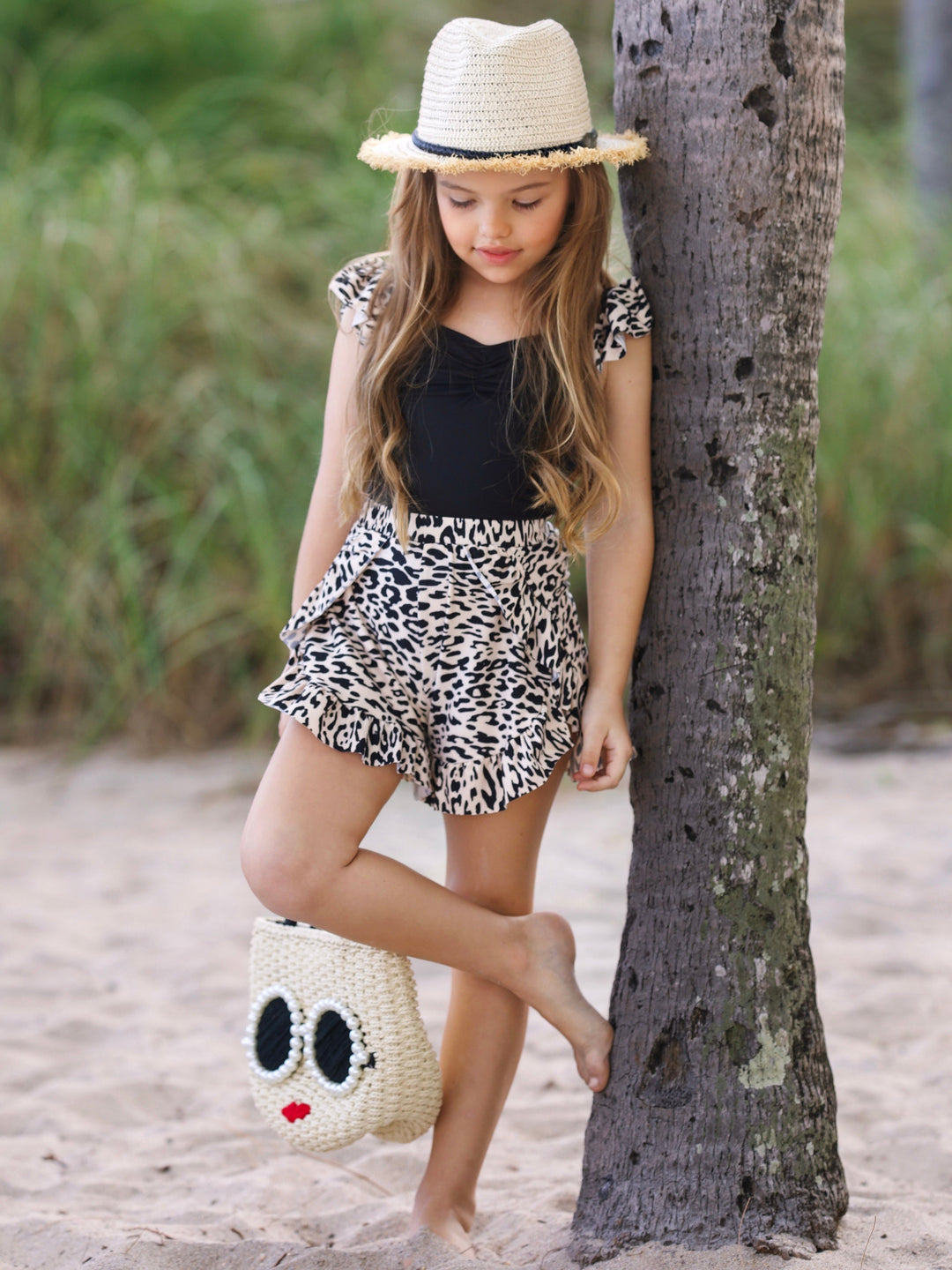Roaring Fun Leopard Print Top and Ruffle Short Set