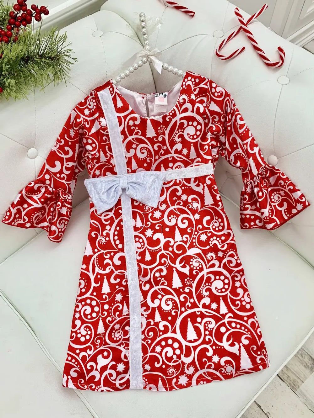 Girls Bell Sleeve Cross Over Bow Present Dress Mia Belle Girls