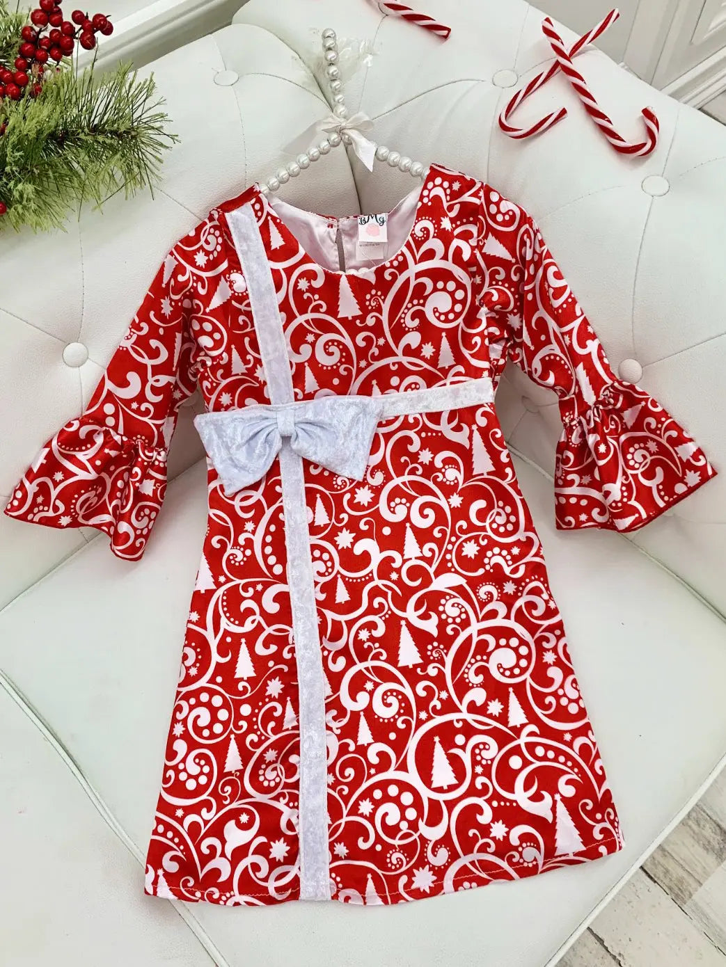 Girls Bell Sleeve Cross Over Bow Present Dress Mia Belle Girls