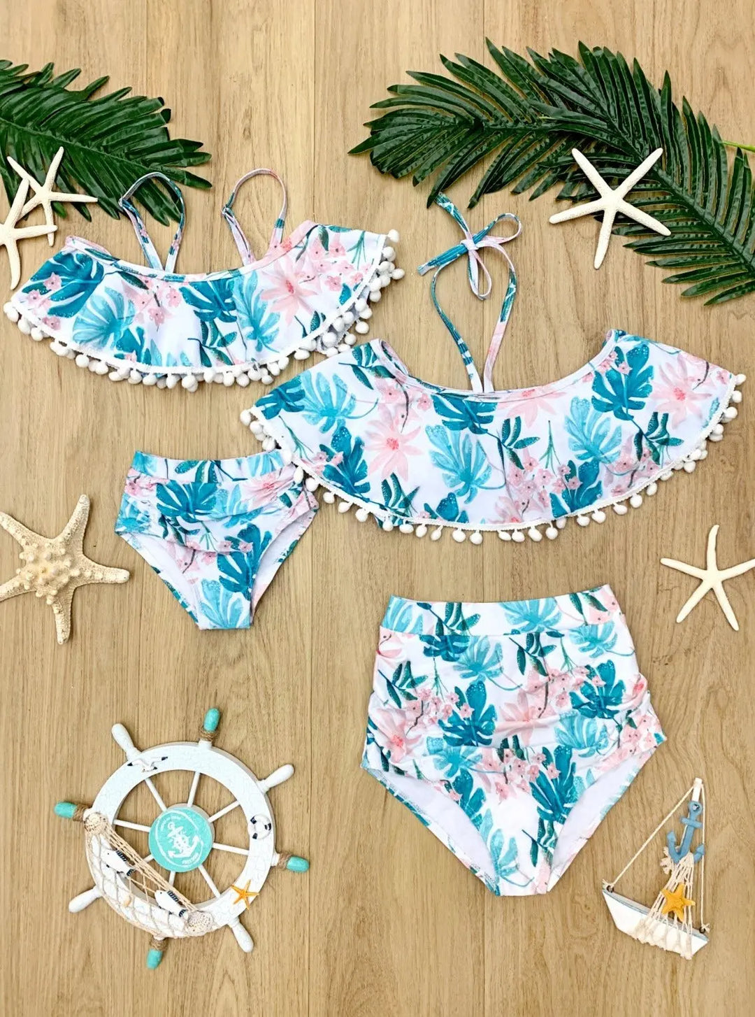 Mommy & Me Swimwear | Matching Tropical Print Two Piece Swimsuit