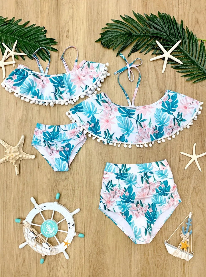Mommy & Me Swimwear | Matching Tropical Print Two Piece Swimsuit
