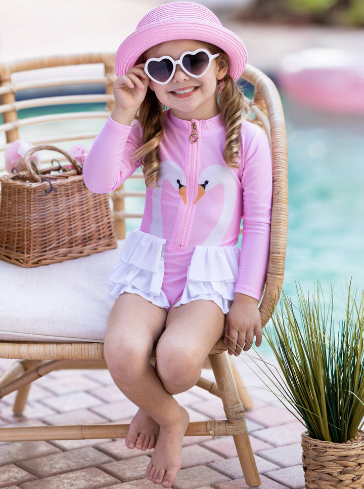 Girls One Piece Rash Guard Swimsuit | Swimwear | Mia Belle Girls