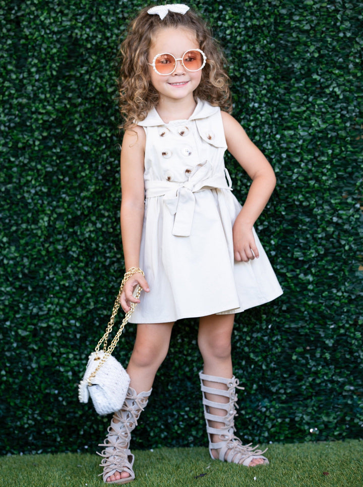 How Timeless Belted Trench Dress - Mia Belle Girls