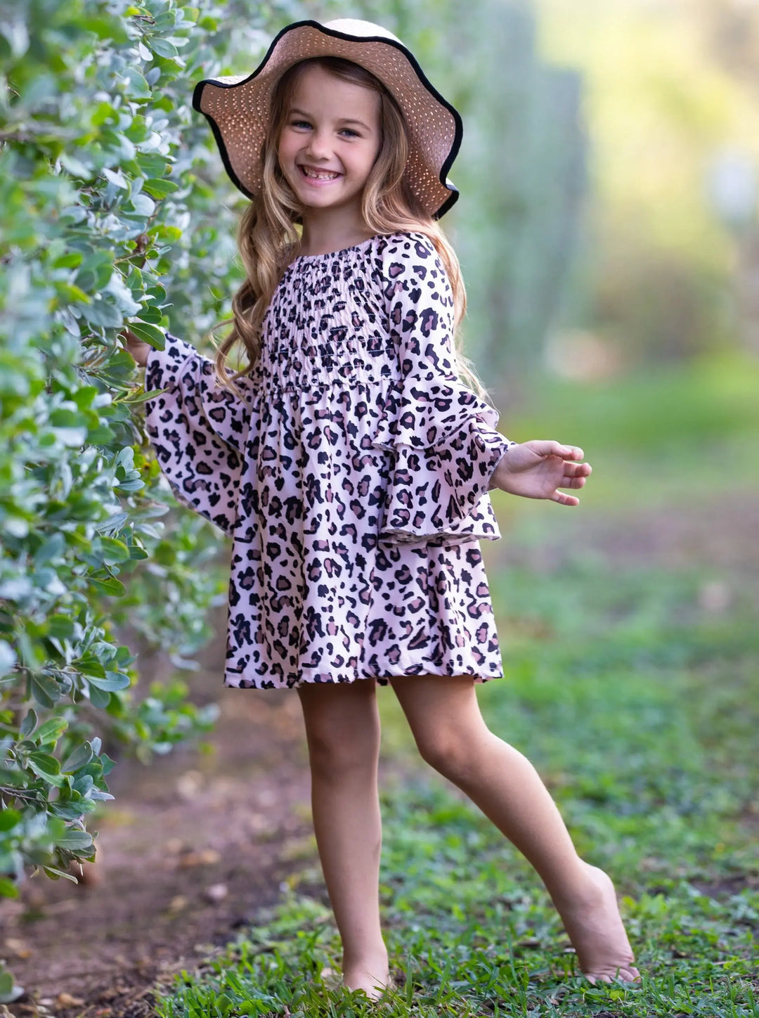 Girls Ruffled Sleeves Animal Printed Dress 2T-10Y Spring Dress