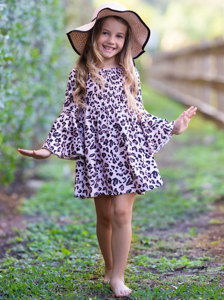 Girls Ruffled Sleeves Animal Printed Dress 2T-10Y Spring Dress