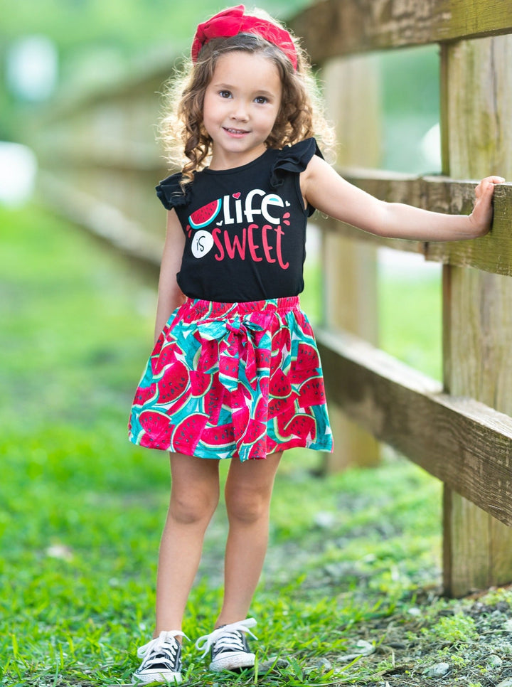 Girls Life is Sweet Watermelon Top and Skirt Set Mia Belle Girls